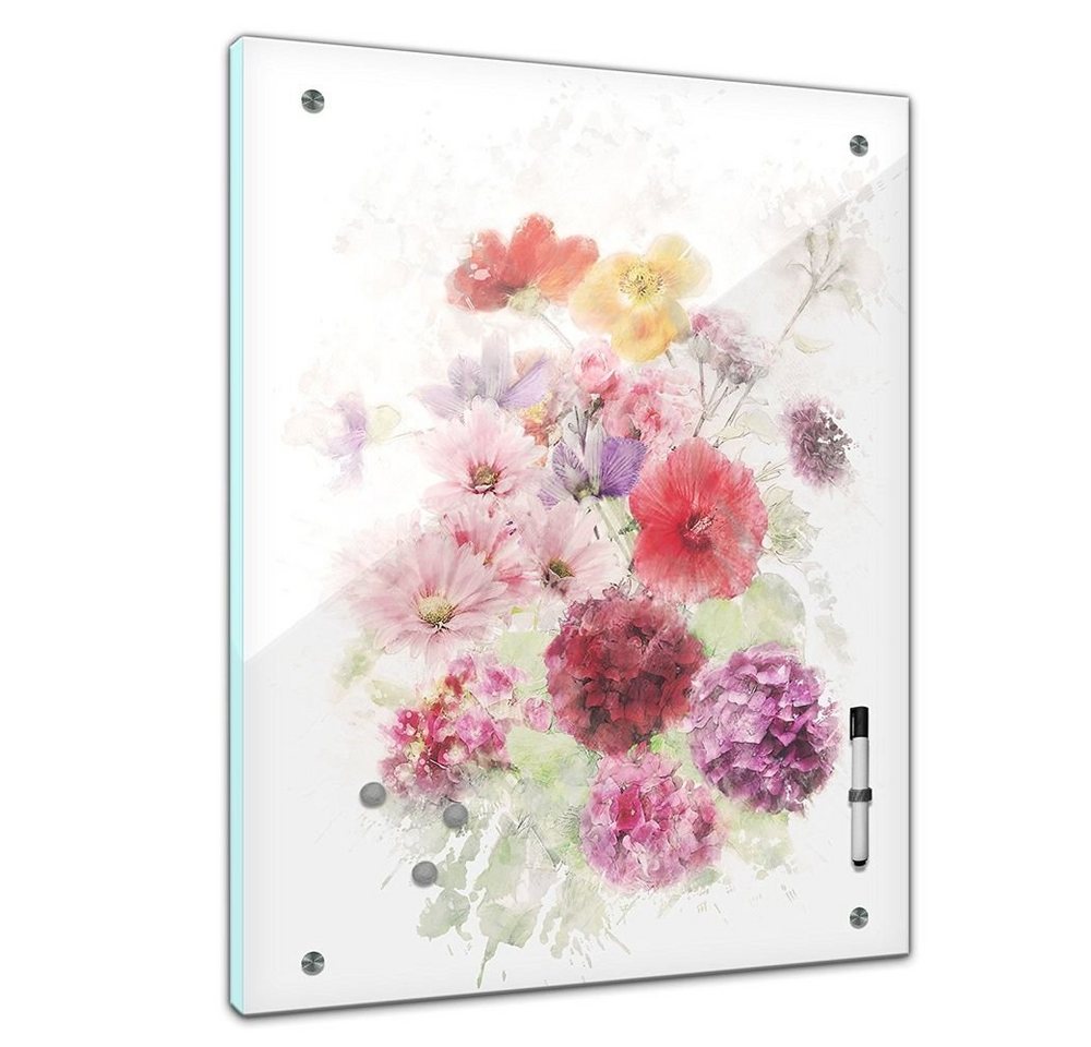 Bilderdepot24 Glasbild, Memoboard - Aquarelle - Margeriten von Bilderdepot24