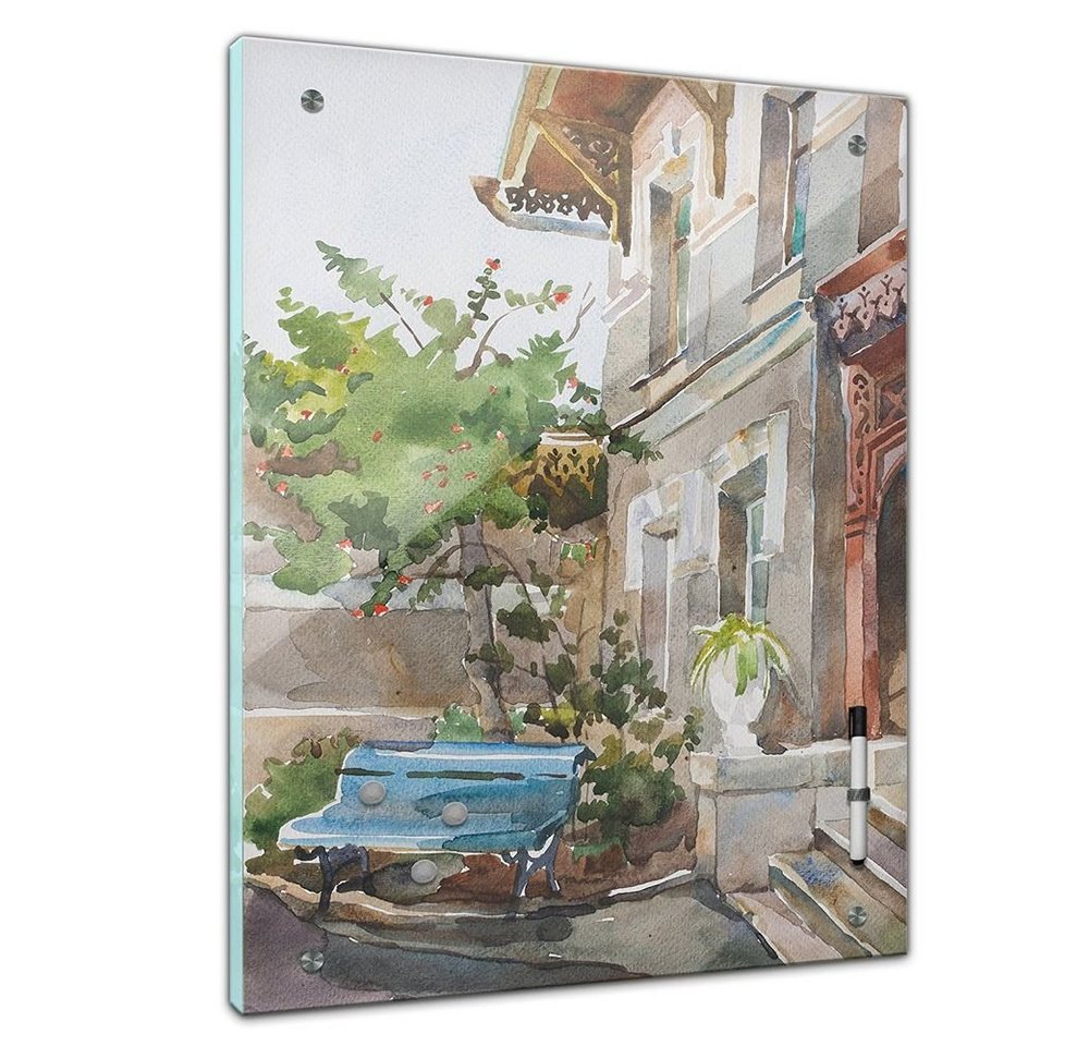 Bilderdepot24 Glasbild, Memoboard - Aquarelle - Strandhaus von Bilderdepot24