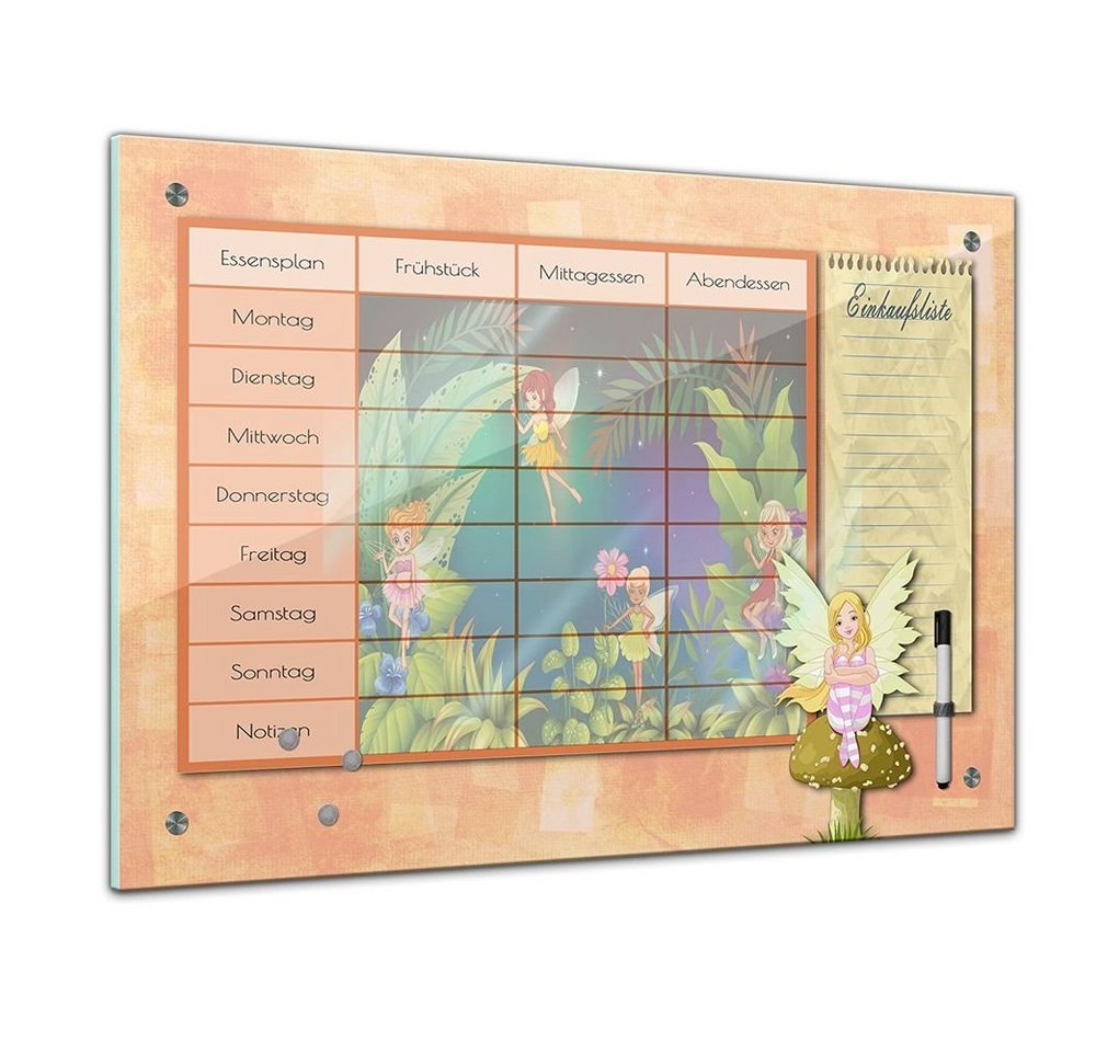 Bilderdepot24 Glasbild, Memoboard - Essensplaner für Kinder - Elfen - quer von Bilderdepot24