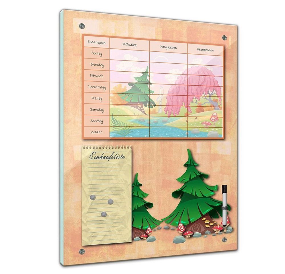 Bilderdepot24 Glasbild, Memoboard - Essensplaner für Kinder - Märchenturm von Bilderdepot24