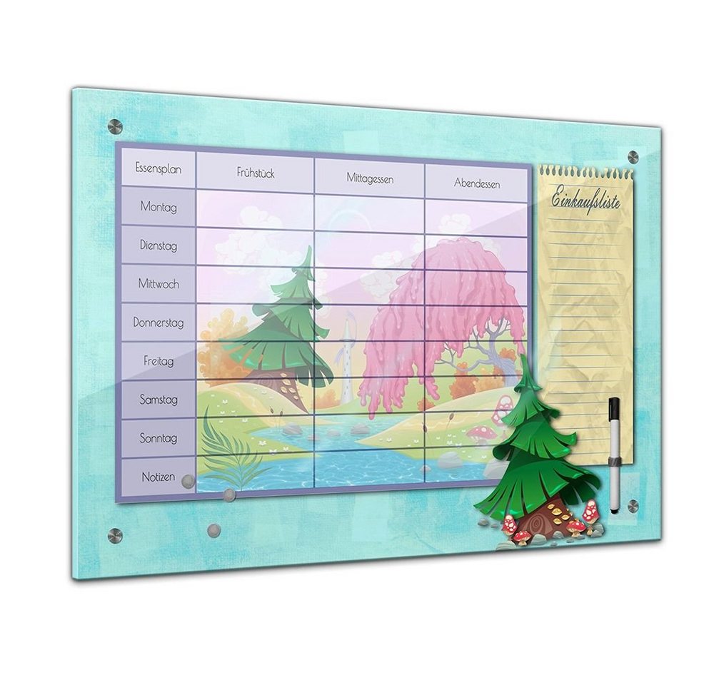 Bilderdepot24 Glasbild, Memoboard - Essensplaner für Kinder - Märchenwald - quer von Bilderdepot24