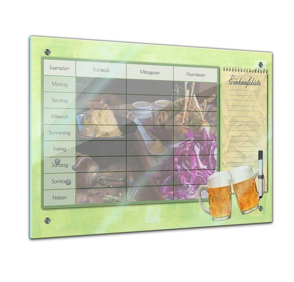 Bilderdepot24 Glasbild, Memoboard - Familien Essensplaner - Brotzeit - quer von Bilderdepot24