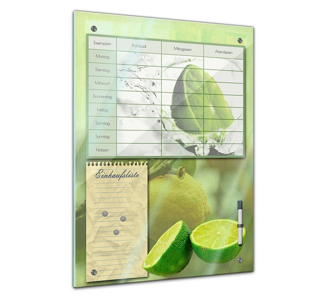 Bilderdepot24 Glasbild, Memoboard - Familien Essensplaner - Limette von Bilderdepot24