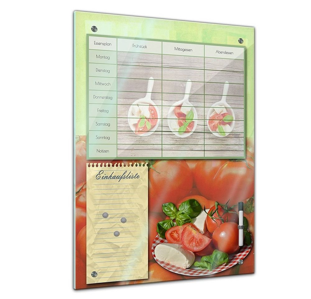 Bilderdepot24 Glasbild, Memoboard - Familien Essensplaner - Tomate und Mozarella von Bilderdepot24