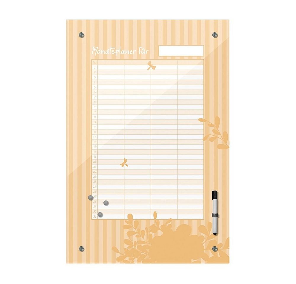 Bilderdepot24 Glasbild, Memoboard - Monatsplaner - gelb von Bilderdepot24