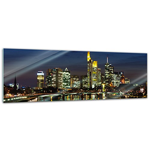 Bilderdepot24 Glasbild - Frankfurt Skyline bei Nacht - Deutschland - 120x40 cm - Deko Glas - Wandbild aus Glas - Bild auf Glas - moderne Bilderdepot24 Glasbilder - Glasfoto - Echtglas von Bilderdepot24