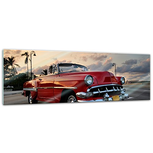 Bilderdepot24 Glasbild - Roter Oldtimer in Havanna - 120x40 cm - Deko Glas - Wandbild aus Glas - Bild auf Glas - moderne Bilderdepot24 Glasbilder - Glasfoto - Echtglas von Bilderdepot24