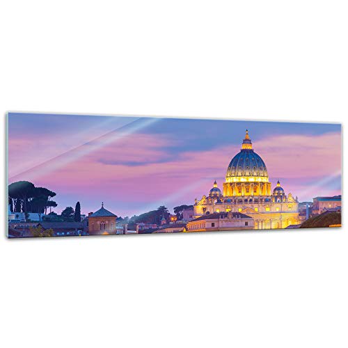 Bilderdepot24 Glasbild St. Peters Kathedrale in Rom - 120x40 cm - Deko Glas - brilliante Farben, inkl. Aufhängung von Bilderdepot24
