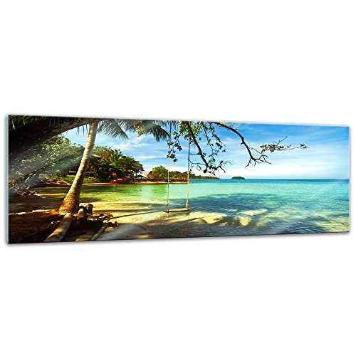 Bilderdepot24 Glasbild - Tropical beach under blue sky - Thailand - 120 x 40 cm - Deko Glas - Wandbild aus Glas - Bild auf Glas - moderne Glasbilder - Glasfoto - Echtglas - kein Acryl - Handmade von Bilderdepot24