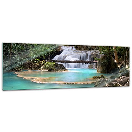 Bilderdepot24 Glasbild - Wasserfall im Wald - 120x40 cm - Deko Glas - Wandbild aus Glas - Bild auf Glas - moderne Bilderdepot24 Glasbilder - Glasfoto - Echtglas von Bilderdepot24