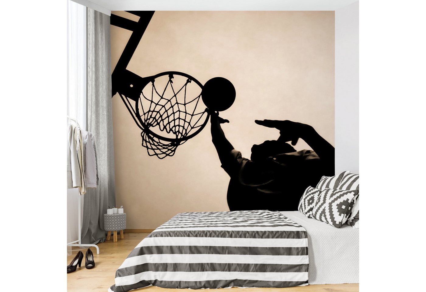 Bilderdepot24 Kindertapete Kinderzimmer Basketball Kinder Wanddeko Sport 3D-Optik, Glatt, Matt, (Inklusive Gratis-Kleister oder selbstklebend), Mädchenzimmer Jungenzimmer Babyzimmer Bildtapete Fototapete Wandtapete von Bilderdepot24