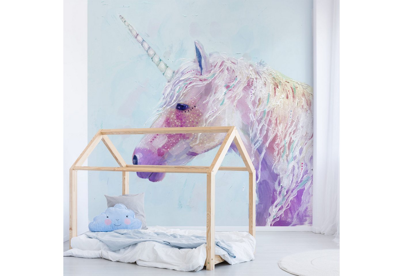 Bilderdepot24 Kindertapete Kinderzimmer Einhorn Kinder Wanddeko gemalt Pastell, Glatt, Matt, (Inklusive Gratis-Kleister oder selbstklebend), Mädchenzimmer Jungenzimmer Babyzimmer Bildtapete Fototapete Wandtapete von Bilderdepot24