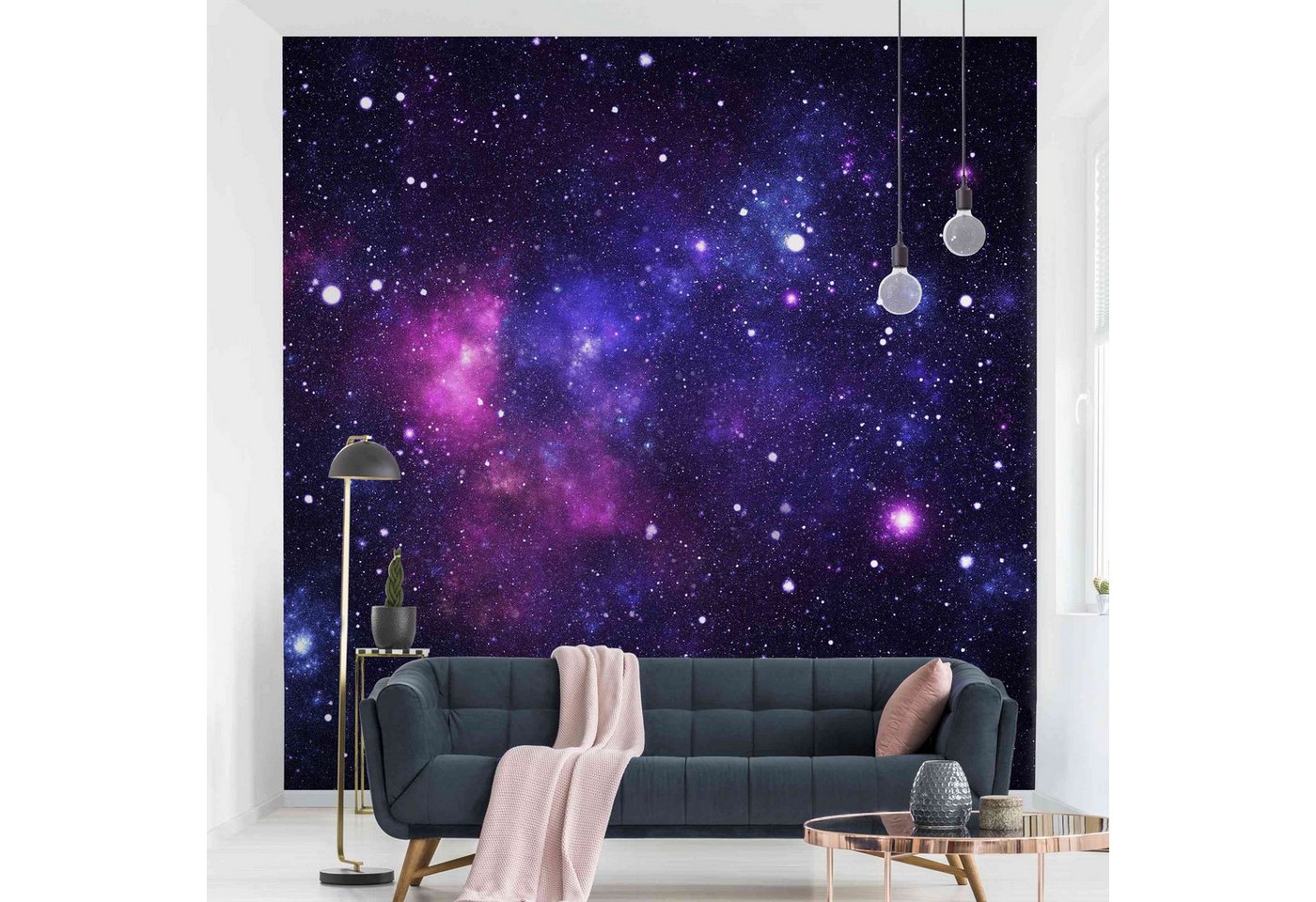 Bilderdepot24 Kindertapete Kinderzimmer Galaxie Weltall Weltraum Kinder Wanddeko Sterne Lila Rosa, Glatt, Matt, (Vliestapete inkl. Kleister oder selbstklebend), Mädchenzimmer Jungenzimmer Babyzimmer Bildtapete Fototapete Wandtapete von Bilderdepot24