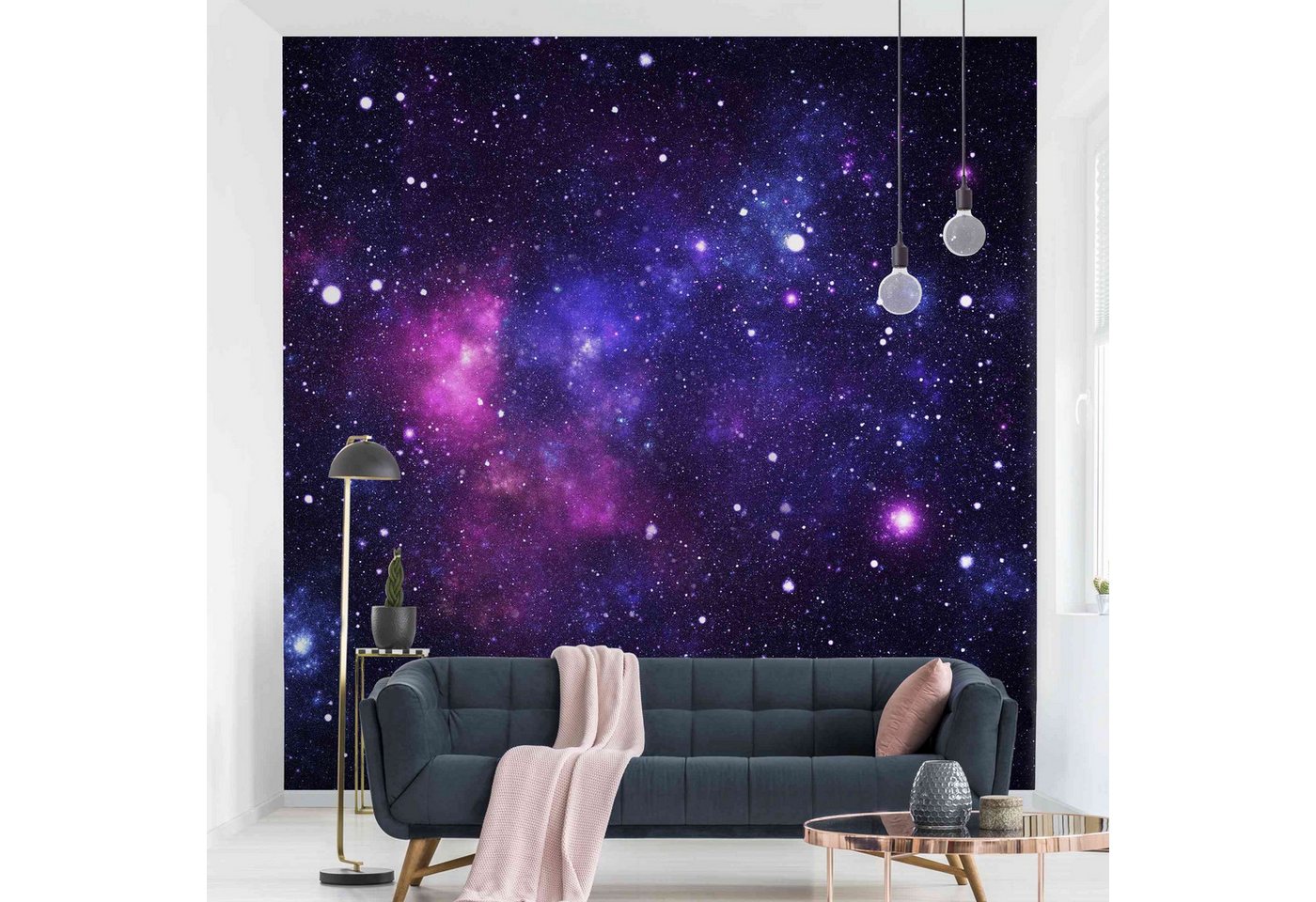 Bilderdepot24 Kindertapete Kinderzimmer Galaxie Weltall Weltraum Kinder Wanddeko Sterne Lila Rosa, Glatt, Matt, (Inklusive Gratis-Kleister oder selbstklebend), Mädchenzimmer Jungenzimmer Babyzimmer Bildtapete Fototapete Wandtapete von Bilderdepot24