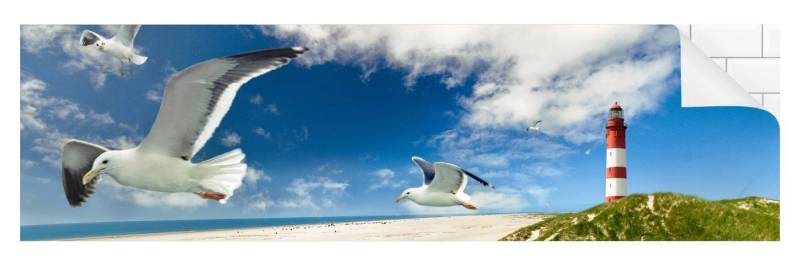 Bilderdepot24 Küchenrückwand blau dekor Natur Strand Meer Wandpaneel Küche Dune Breeze, (1-tlg., Nischenrückwand - für Fliesenspiegel ohne Bohren - matt), Spritzschutz Rückwand Küche Herd - Folie selbstklebend versch. Größen von Bilderdepot24