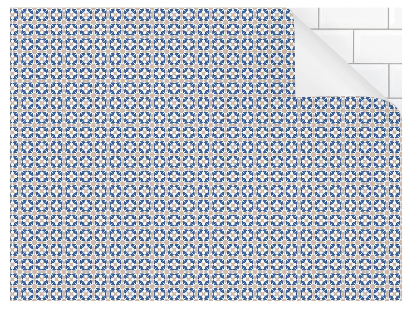 Bilderdepot24 Küchenrückwand selbstklebend blau Muster Illustration, (1-tlg., Nischenrückwand - für Fliesenspiegel ohne Bohren - glänzend), Nischenrückwand Fliesenoptik fugenlos Wandpaneel Küche Herd von Bilderdepot24