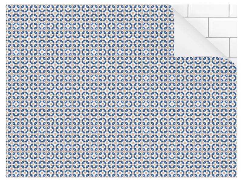 Bilderdepot24 Küchenrückwand selbstklebend blau Muster Illustration, (1-tlg., Nischenrückwand - für Fliesenspiegel ohne Bohren - glänzend), Nischenrückwand Fliesenoptik fugenlos Wandpaneel Küche Herd von Bilderdepot24