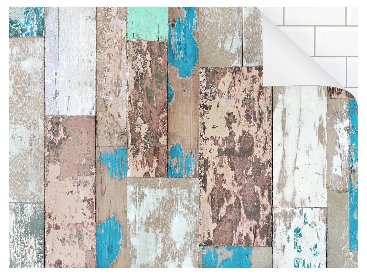 Bilderdepot24 Küchenrückwand selbstklebend bunt mit Motiv Vintage, (1-tlg., Nischenrückwand - für Fliesenspiegel ohne Bohren - matt), Nischenrückwand Holzoptik fugenlos Wandpaneel Küche Herd von Bilderdepot24