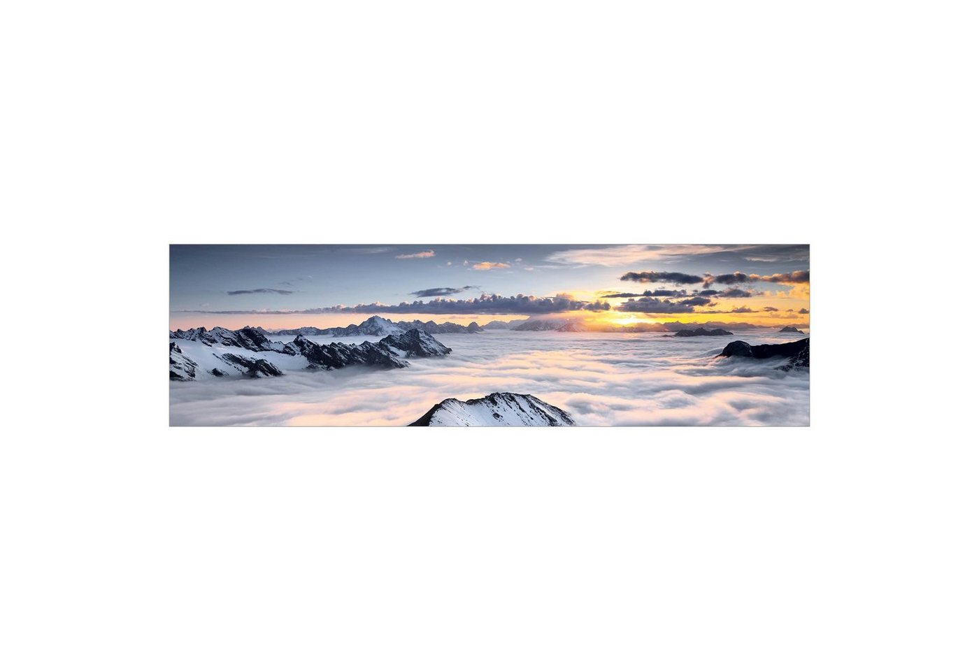 Bilderdepot24 Küchenrückwand weiß dekor Natur Blick über Wolken und Berge Wandverkleidung Küche, (1-tlg., Nischenrückwand - für Fliesenspiegel ohne Bohren - matt), Spritzschutz Rückwand Küche Herd - Folie selbstklebend versch. Größen von Bilderdepot24