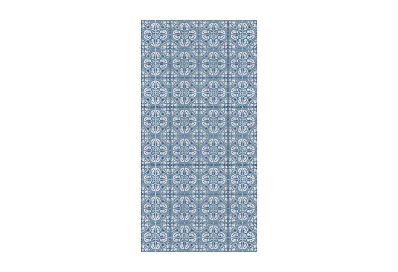 Bilderdepot24 Läufer Teppich Vinyl Flur Küche Fliesen Muster funktional lang modern, Läufer - blau glatt von Bilderdepot24