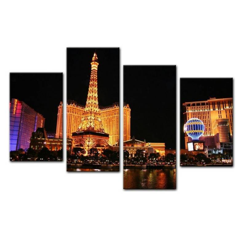 Bilderdepot24 Leinwandbild Abend in Las Vegas, Städte von Bilderdepot24