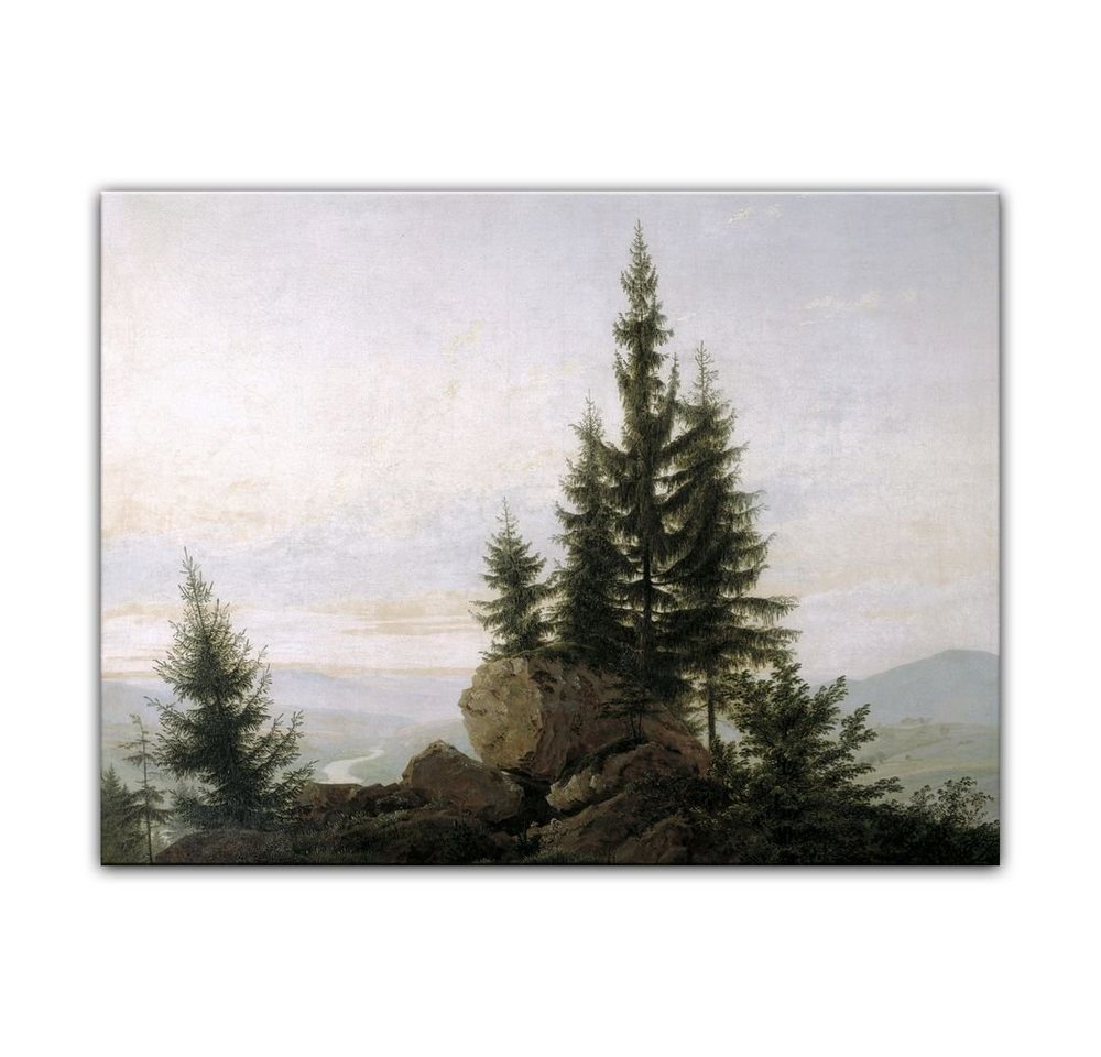 Bilderdepot24 Leinwandbild Alte Meister - Caspar David Friedrich - Ausblick ins Elbtal, Bäume von Bilderdepot24