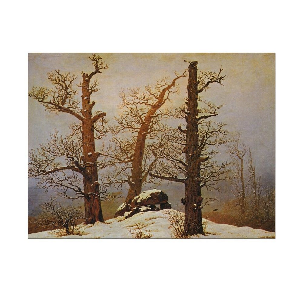 Bilderdepot24 Leinwandbild Alte Meister - Caspar David Friedrich - Hünengrab im Schnee, Bäume von Bilderdepot24