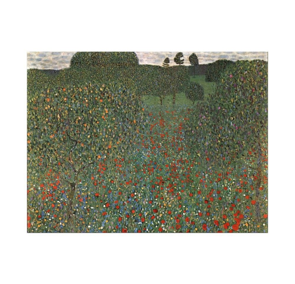 Bilderdepot24 Leinwandbild Alte Meister - Gustav Klimt - Mohnfeld, Blumen von Bilderdepot24