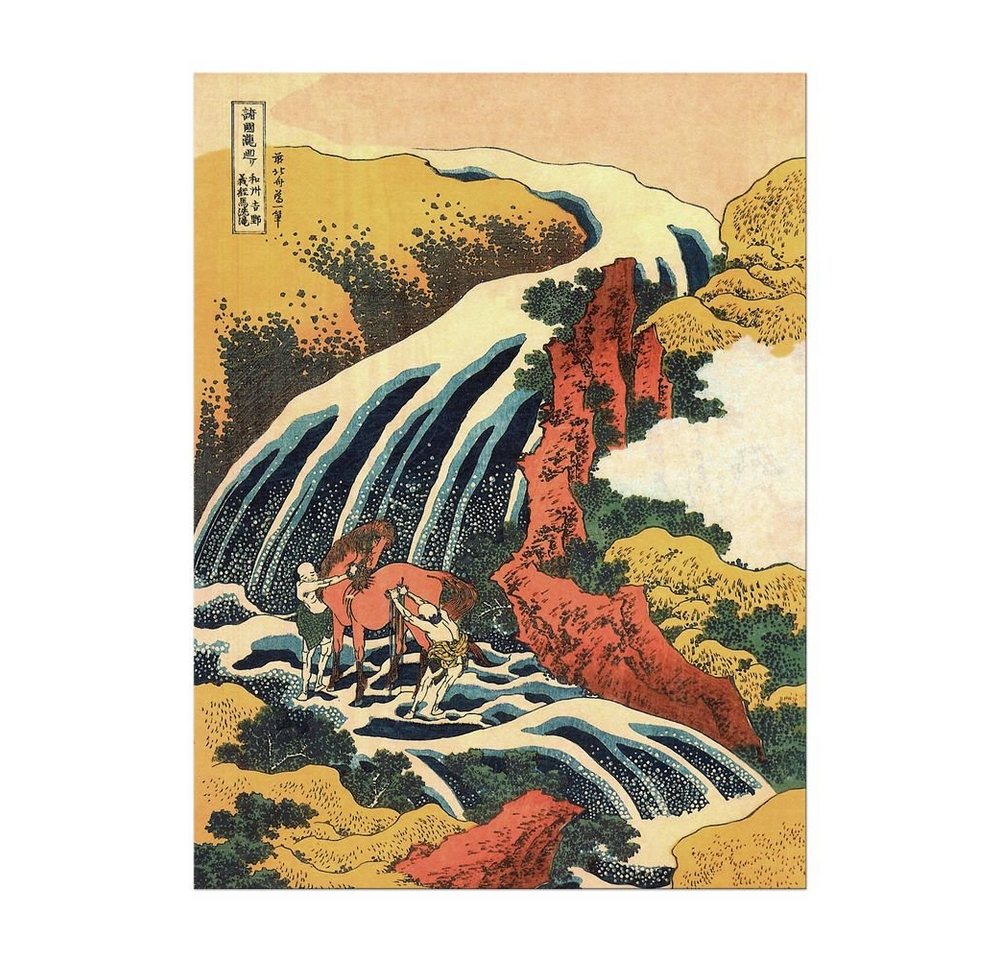 Bilderdepot24 Leinwandbild Alte Meister - Katsushika Hokusai - Yoshitsune Umarai Wasserfall, Menschen von Bilderdepot24