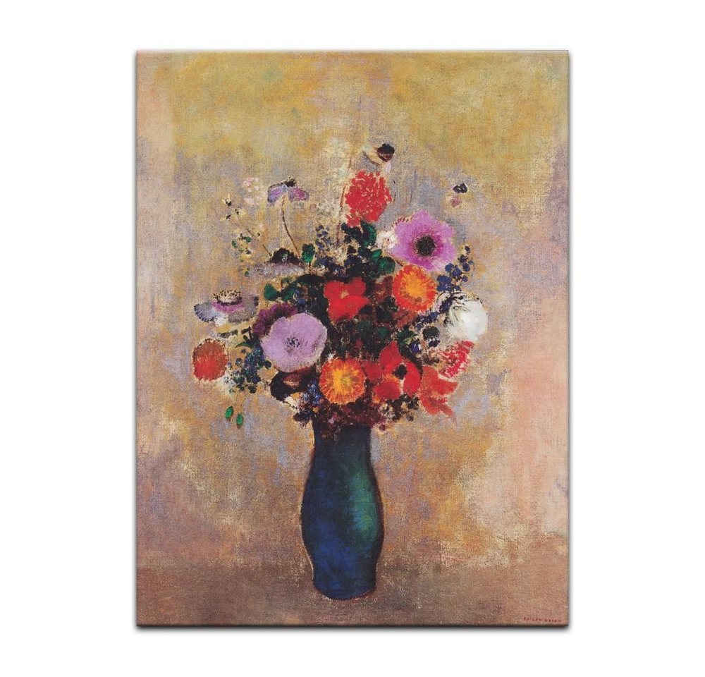 Bilderdepot24 Leinwandbild Alte Meister - Odilon Redon - Wildblumen in grüner Vase, Blumen von Bilderdepot24