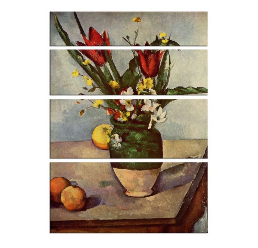 Bilderdepot24 Leinwandbild Alte Meister - Paul Cézanne - Stillleben mit Tulpen und Ãpfel, Blumen von Bilderdepot24