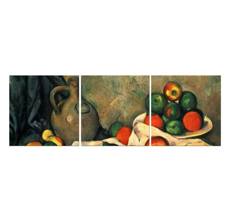 Bilderdepot24 Leinwandbild Alte Meister - Paul Cézanne - Stillleben mit Vorhang, Krug und Obstschale, Stillleben von Bilderdepot24