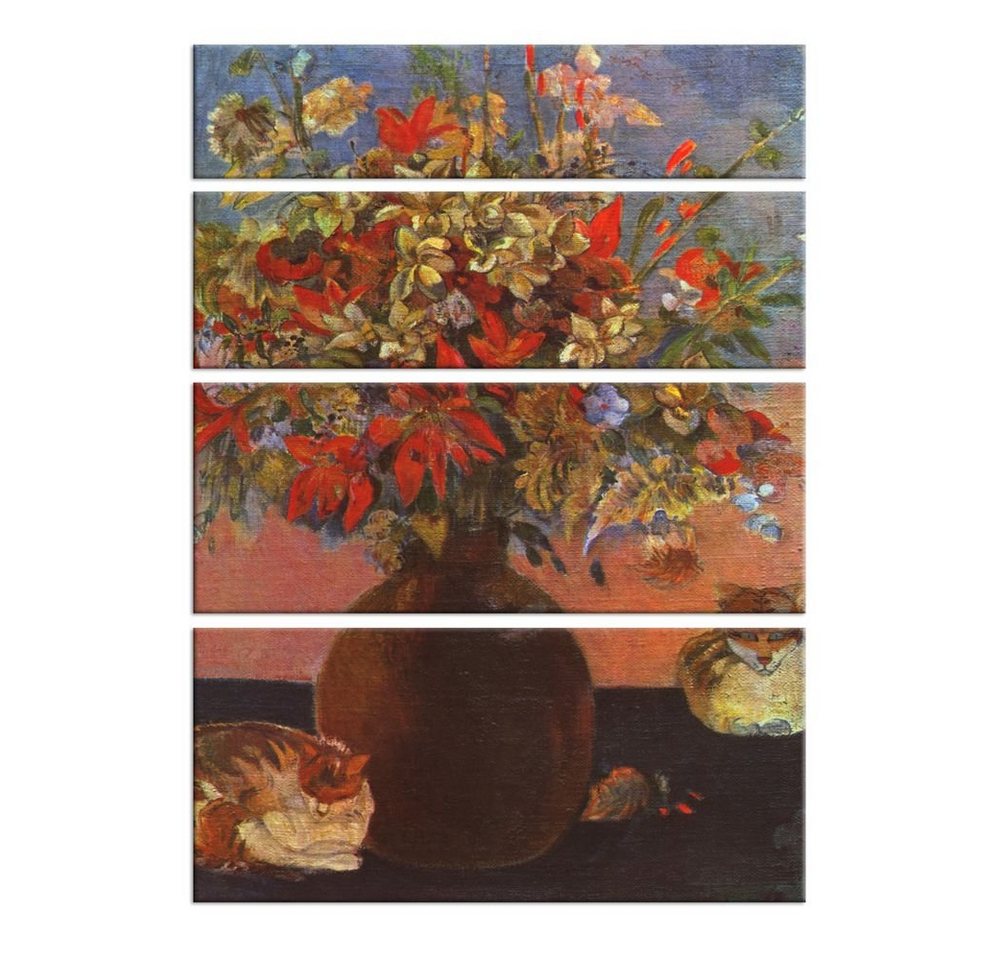 Bilderdepot24 Leinwandbild Alte Meister - Paul Gauguin - Blumen und Katzen, Blumen von Bilderdepot24