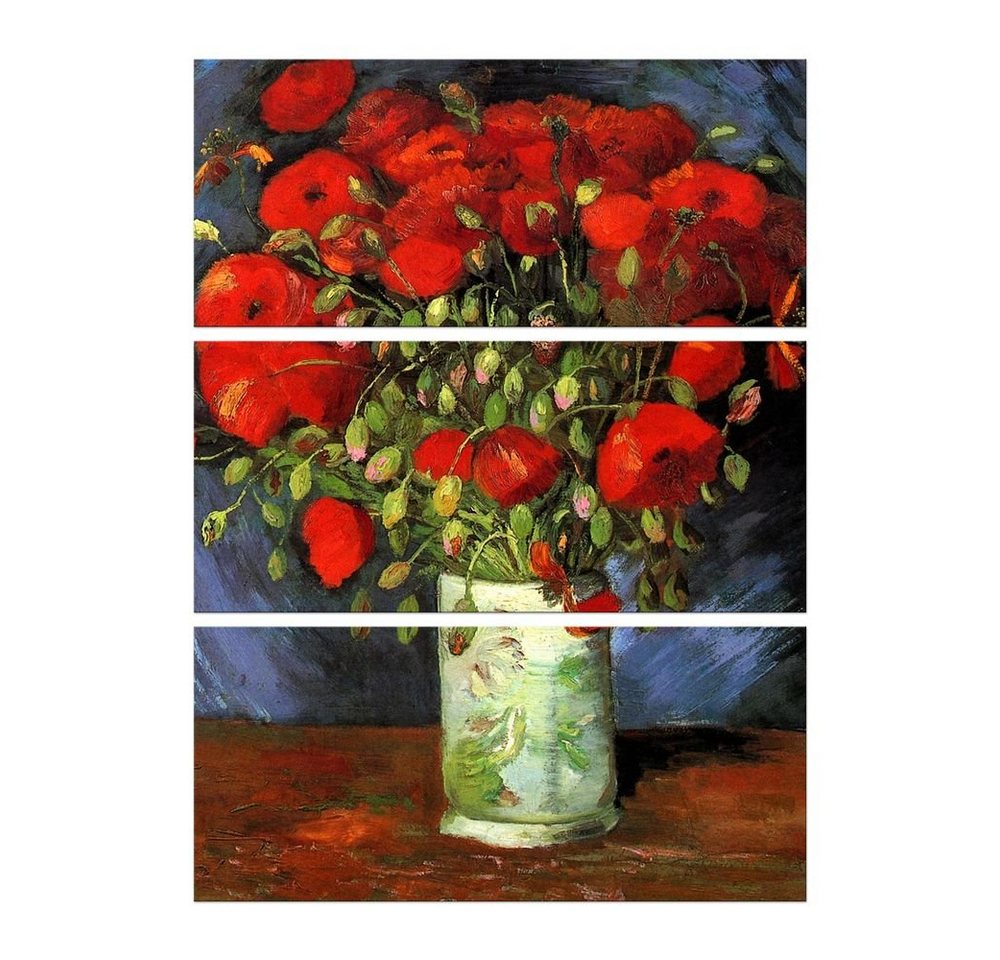 Bilderdepot24 Leinwandbild Alte Meister - Vincent van Gogh - Vase mit roten Mohnblumen, Blumen von Bilderdepot24