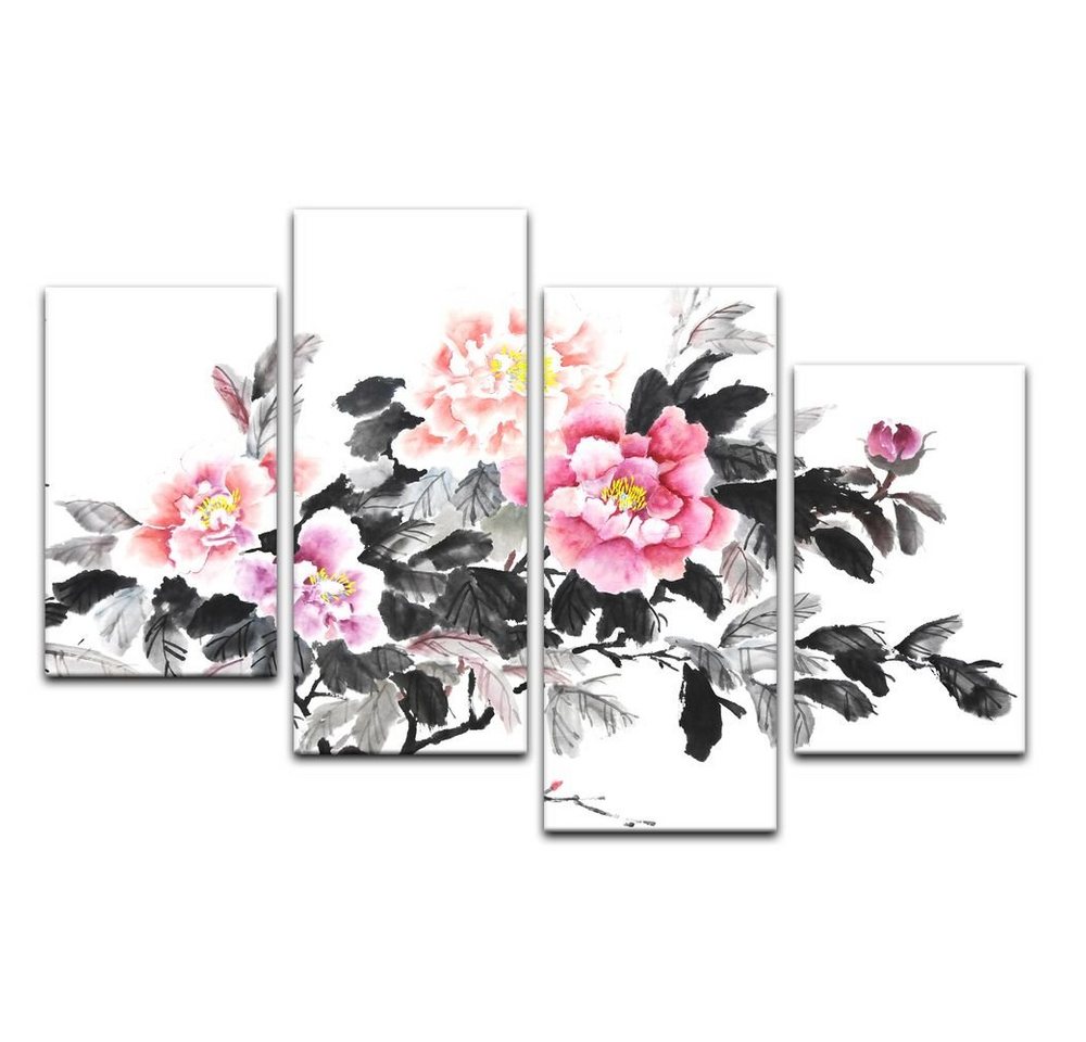 Bilderdepot24 Leinwandbild Aquarell - Chinesische Blume II, Blumen von Bilderdepot24