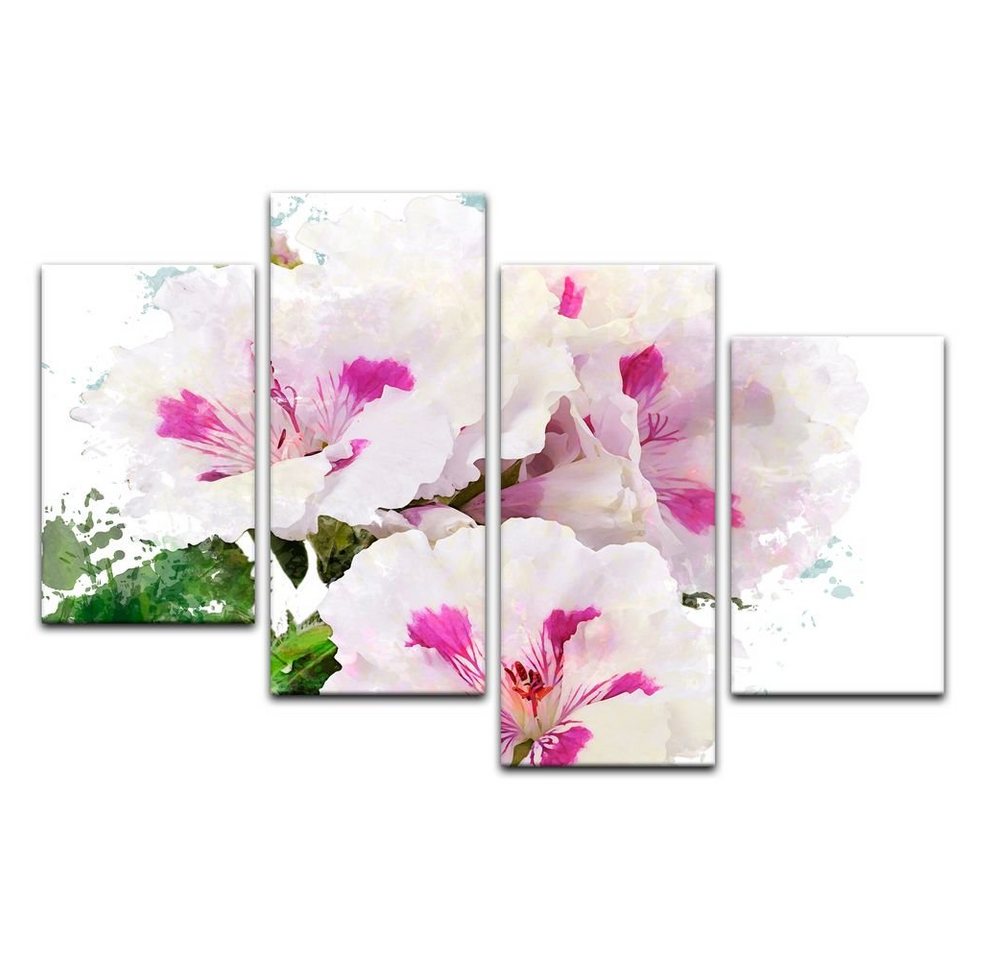 Bilderdepot24 Leinwandbild Aquarell - Geranien, Blumen von Bilderdepot24