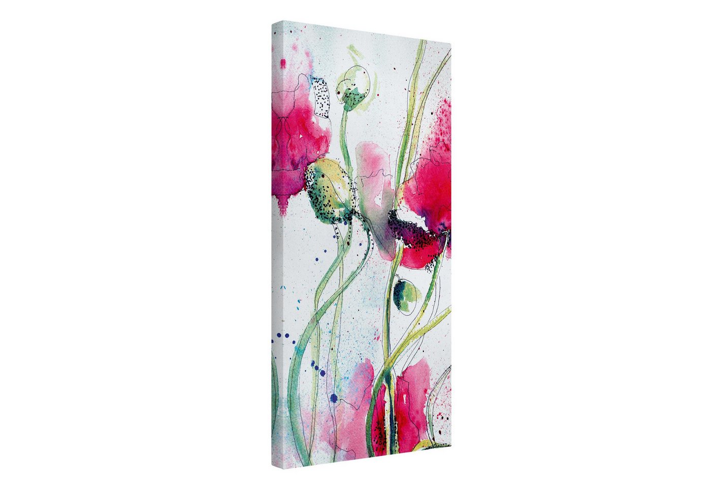 Bilderdepot24 Leinwandbild Blume Natur Modern Aquarell Mohnblume violett Bild auf Leinwand XXL, Blumen & Florales, Bild auf Leinwand, Leinwanddruck in vielen Größen von Bilderdepot24