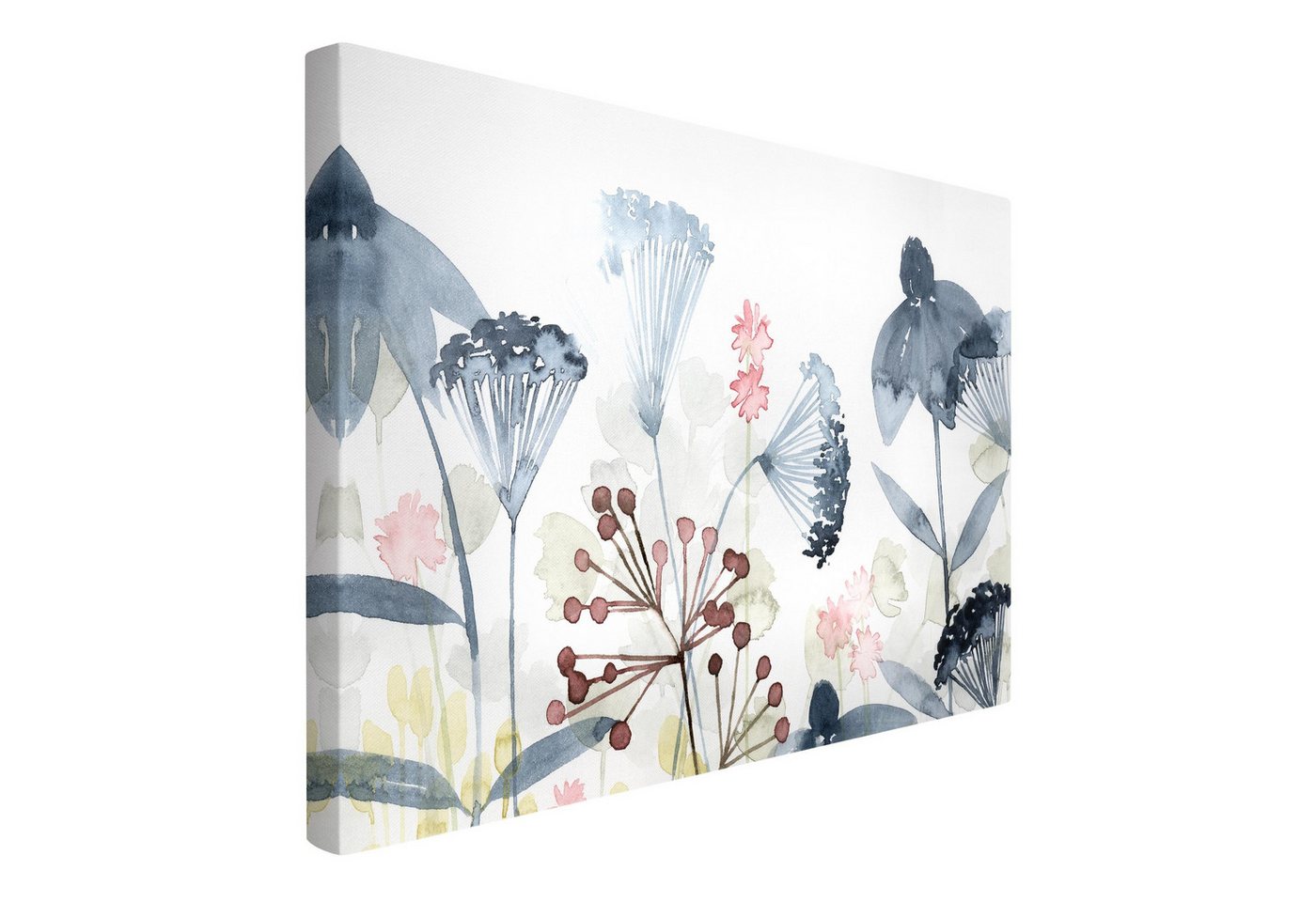 Bilderdepot24 Leinwandbild Blumen Modern Natur Wildblumen Aquarell weiss Bild auf Leinwand XXL, Bild auf Leinwand, Leinwanddruck in vielen Größen von Bilderdepot24