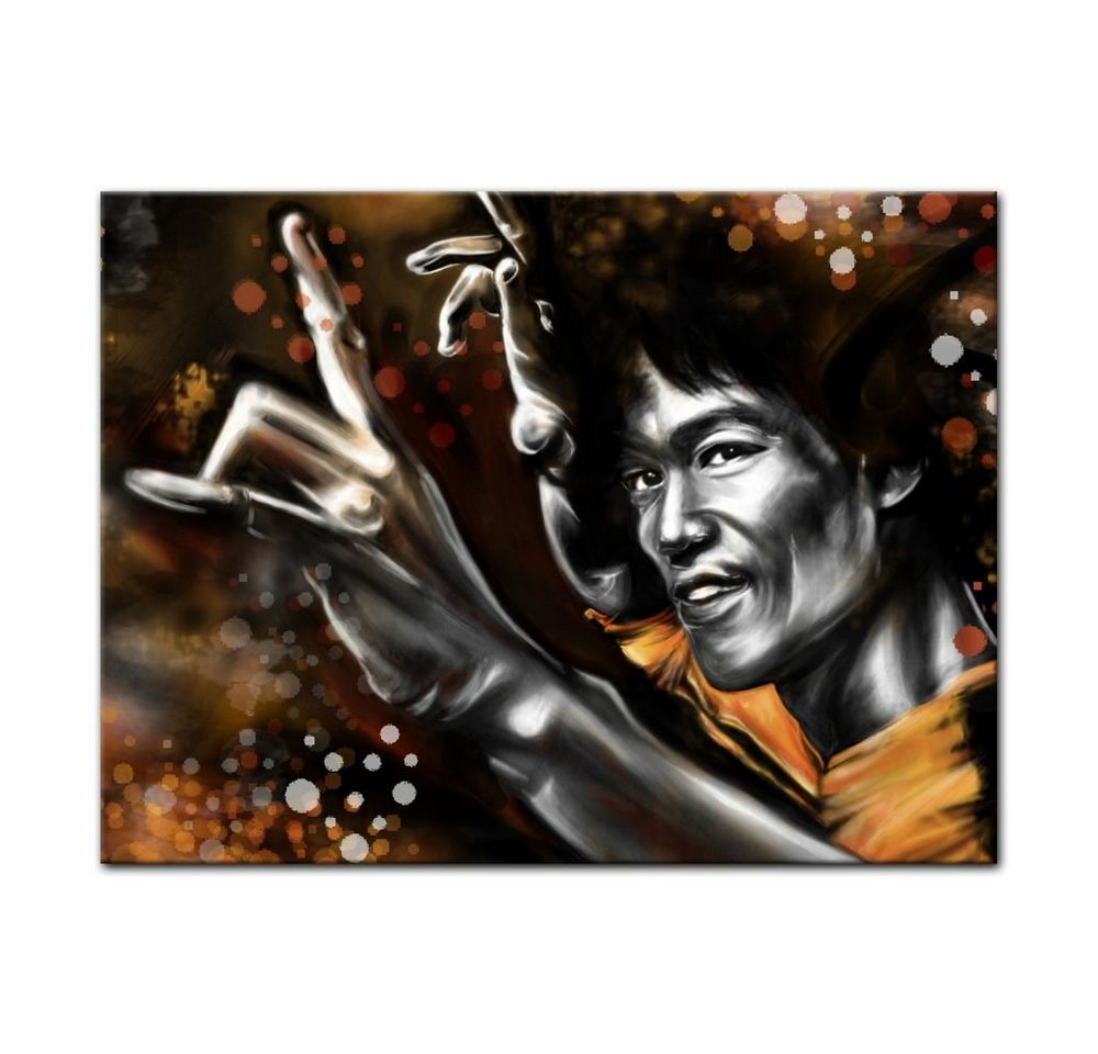 Bilderdepot24 Leinwandbild Bruce Lee in gelb, Stars von Bilderdepot24
