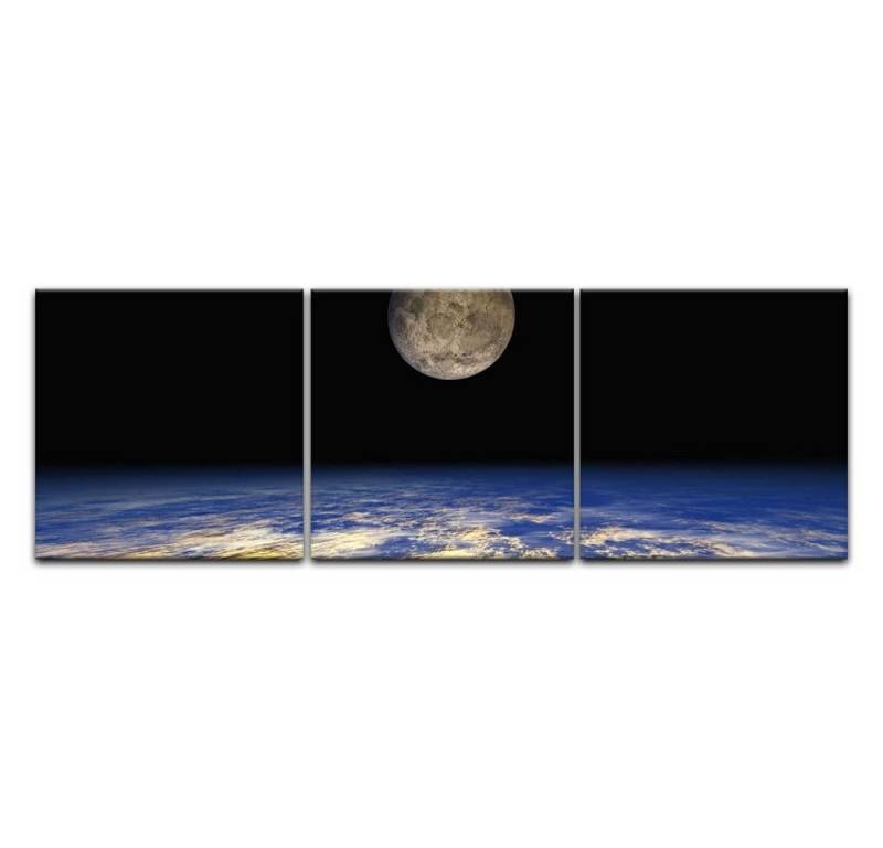 Bilderdepot24 Leinwandbild Erde und Mond, Landschaften von Bilderdepot24