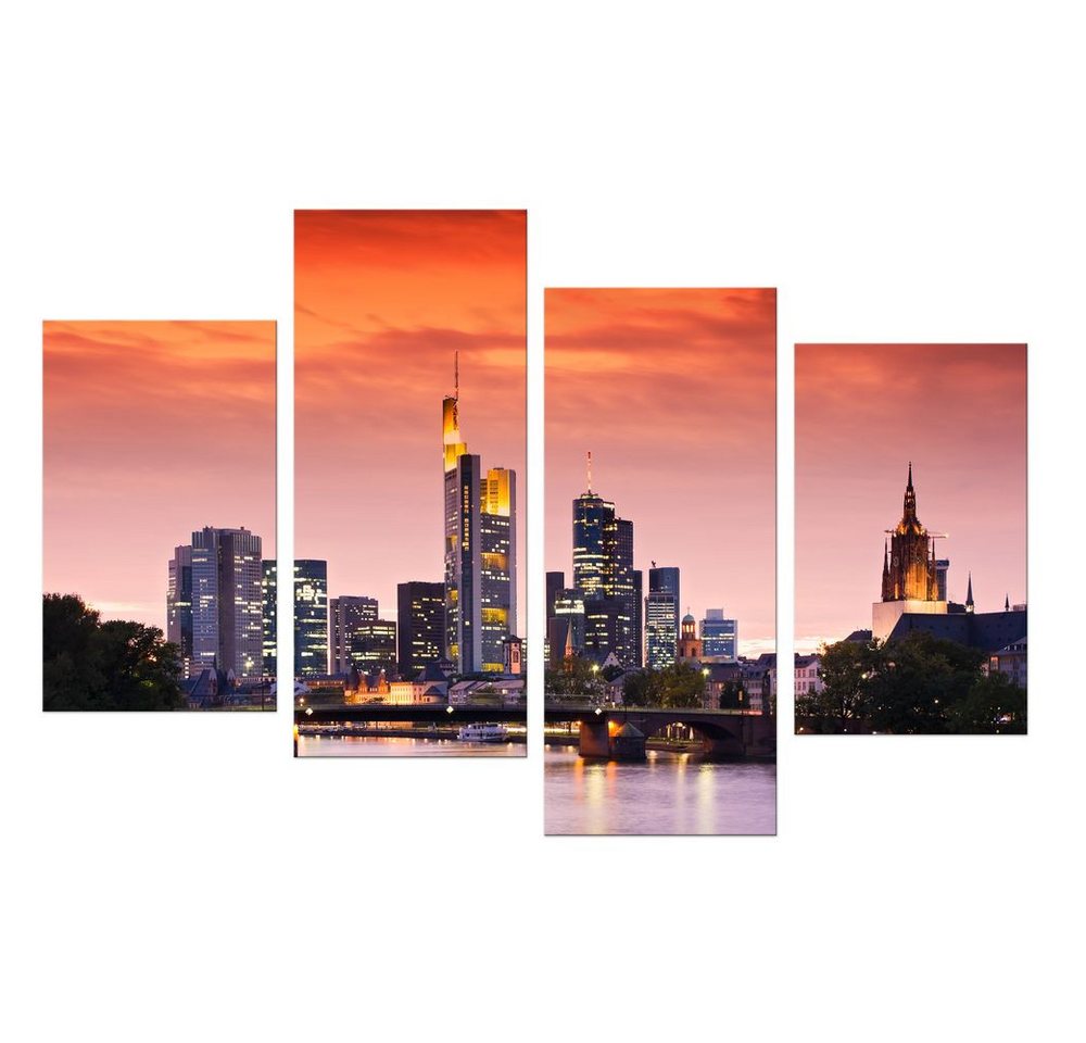 Bilderdepot24 Leinwandbild Frankfurt Skyline - Deutschland bei Nacht - Deutschland, Städte von Bilderdepot24