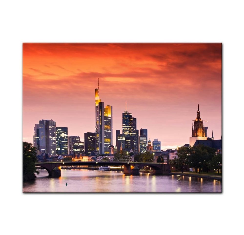 Bilderdepot24 Leinwandbild Frankfurt Skyline - Deutschland bei Nacht - Deutschland, Städte von Bilderdepot24