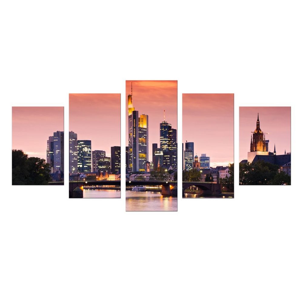 Bilderdepot24 Leinwandbild Frankfurt Skyline - Deutschland bei Nacht - Deutschland, Städte von Bilderdepot24