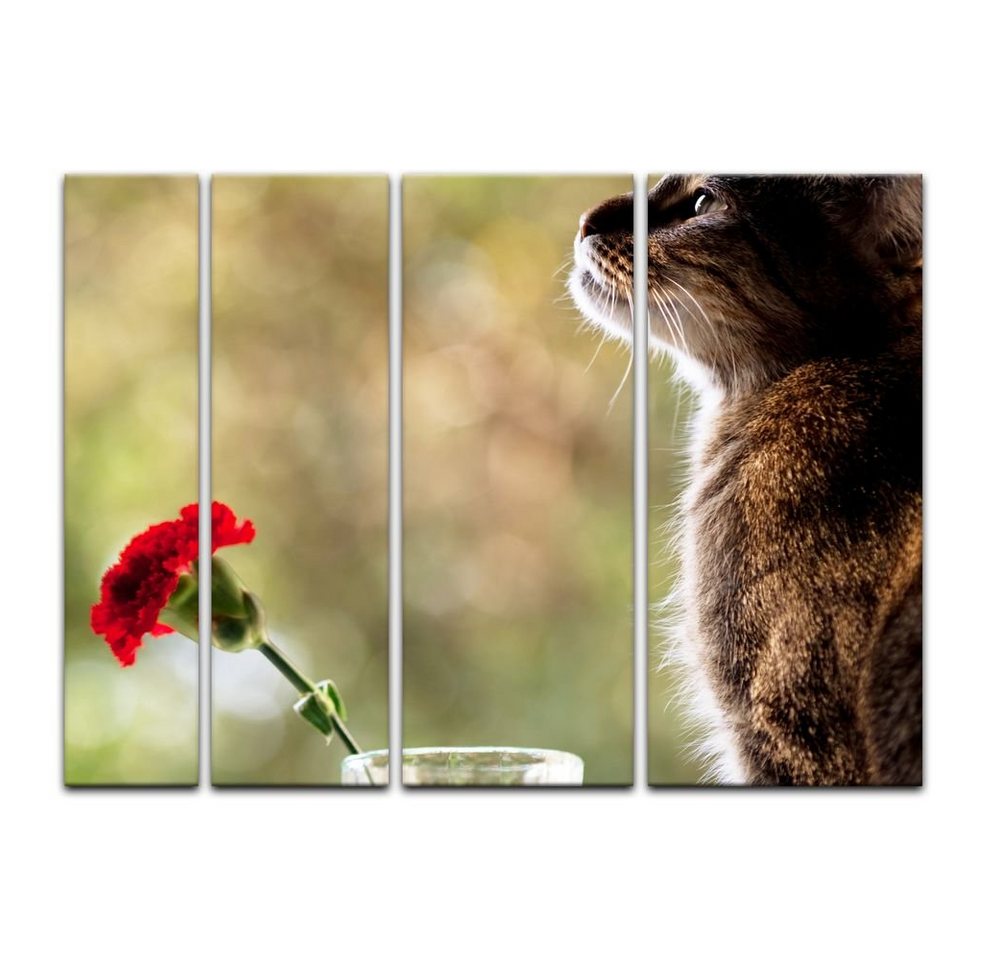 Bilderdepot24 Leinwandbild Katze und Blume, Tiere von Bilderdepot24