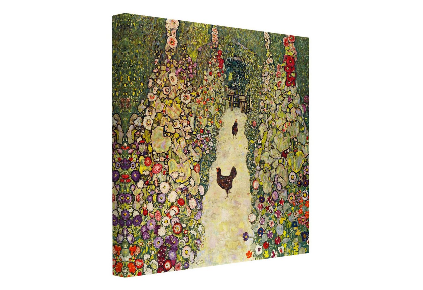 Bilderdepot24 Leinwandbild Kunstdruck Gustav Klimt Gartenweg Hühnern grau Bild auf Leinwand XXL, Kunst & Malerei, Bild auf Leinwand, Leinwanddruck in vielen Größen von Bilderdepot24