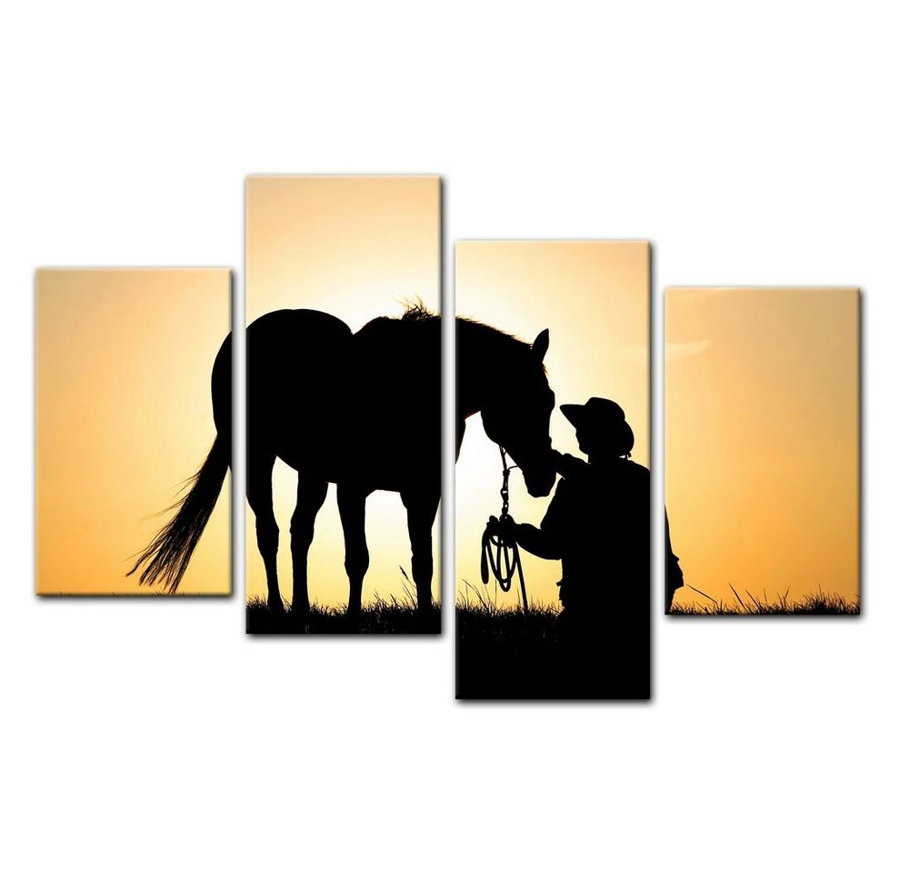 Bilderdepot24 Leinwandbild Pferd mit Cowboy, Tiere von Bilderdepot24