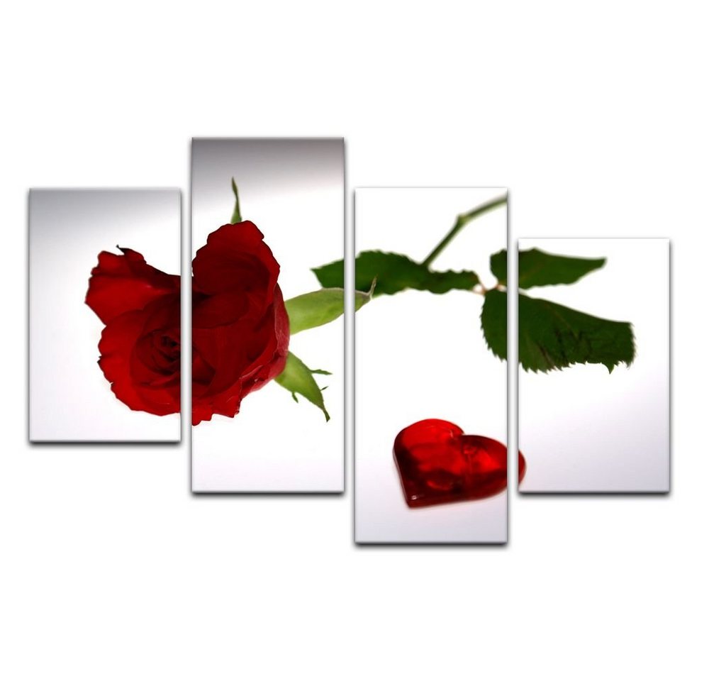 Bilderdepot24 Leinwandbild Rose mit Herz, Blumen von Bilderdepot24