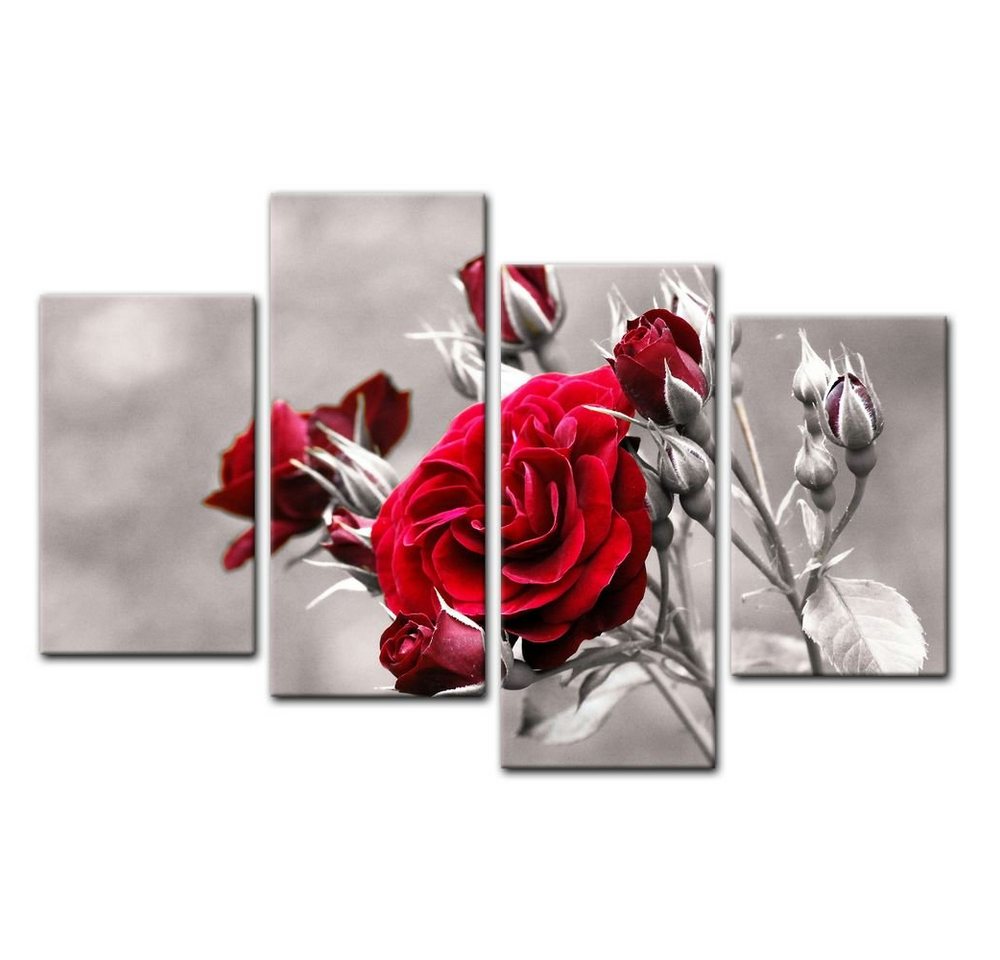 Bilderdepot24 Leinwandbild Rosenrot, Blumen von Bilderdepot24