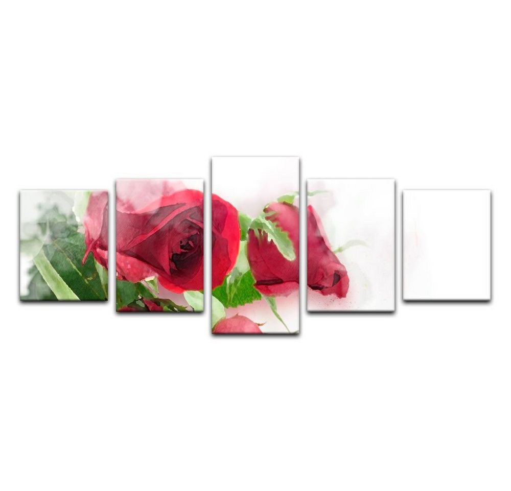Bilderdepot24 Leinwandbild Rote Rosen Digitalzeichnung, Blumen von Bilderdepot24