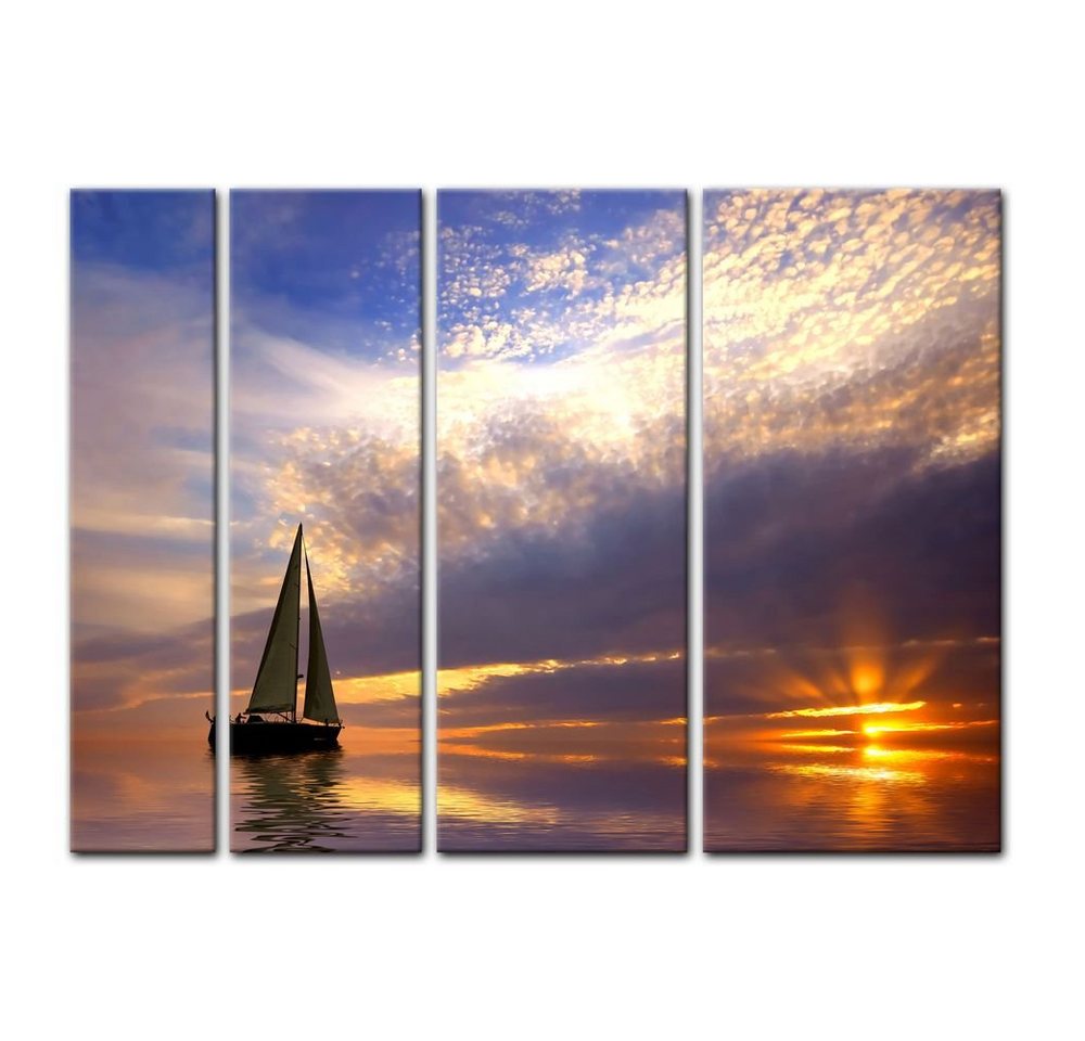 Bilderdepot24 Leinwandbild Segelboot im Sonnenuntergang, Ozeane von Bilderdepot24